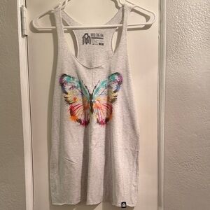 Into The AM Women's White Butterfly Graphic Tank Top
